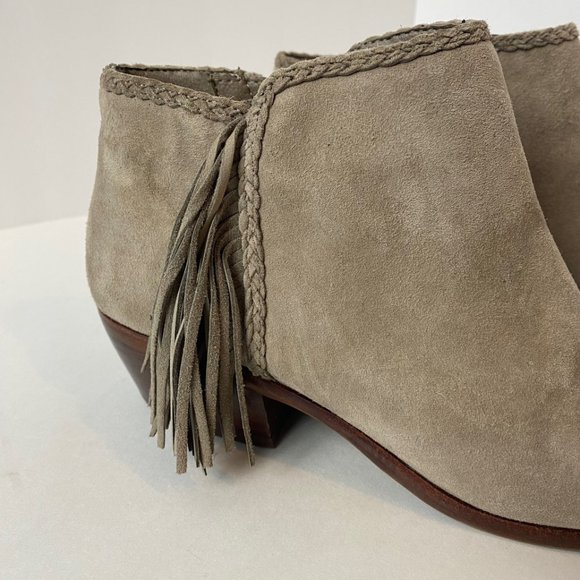 SAM EDELMAN Paige Suede Leather Fringe Ankle Booties with Braid Detail S… - Picture 4 of 14